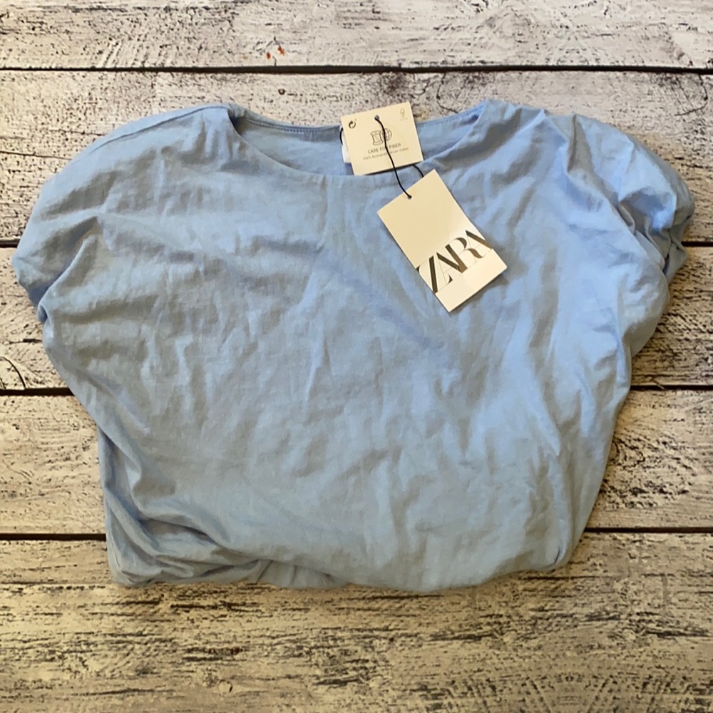 Zara blue bubble top